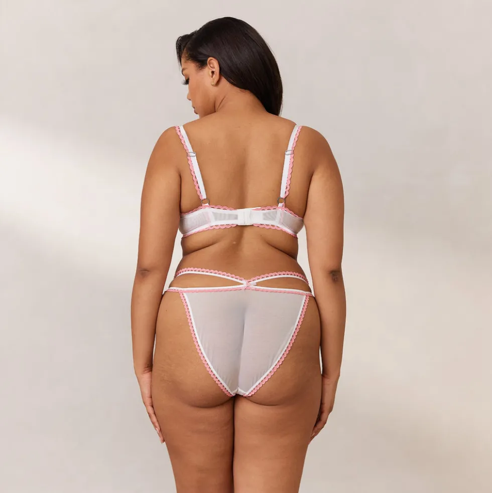 Daisy Embroidered Balcony Bra - White