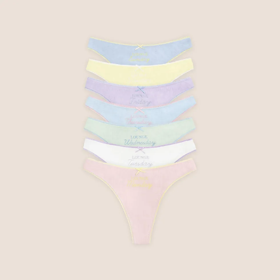 Days of the Week Thongs (7-Pack) - Multicolour Pastel