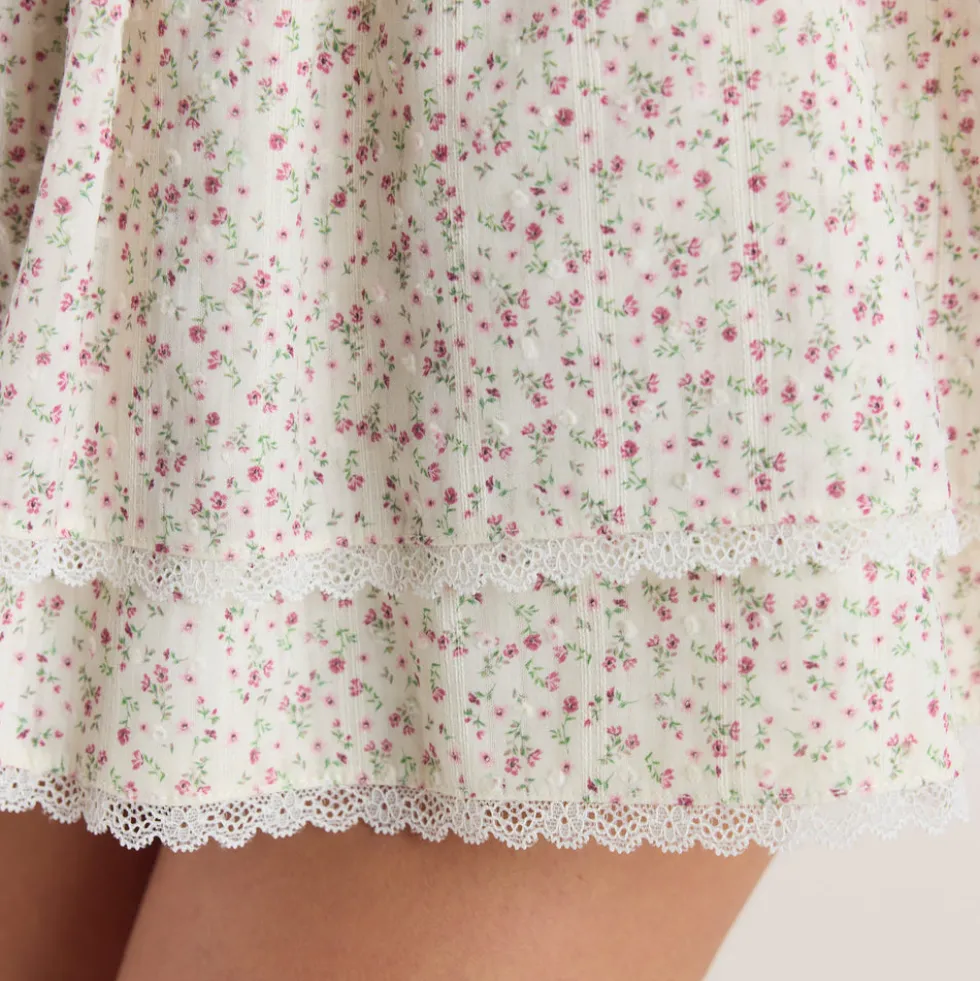 Double-Layered Skirt - Pink Floral