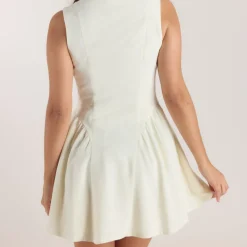 Embroidered Mini Dress - Cream