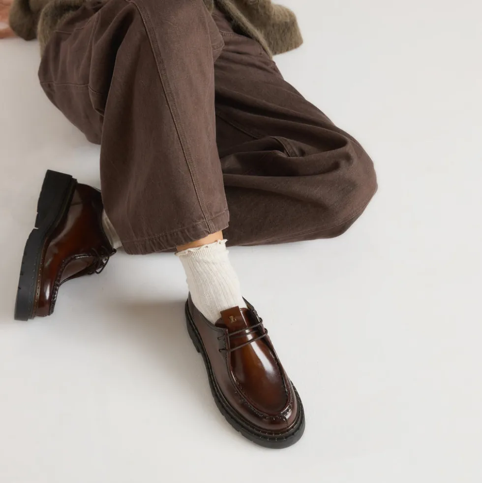 Etta Lace-Up Chunky Loafers - Tan