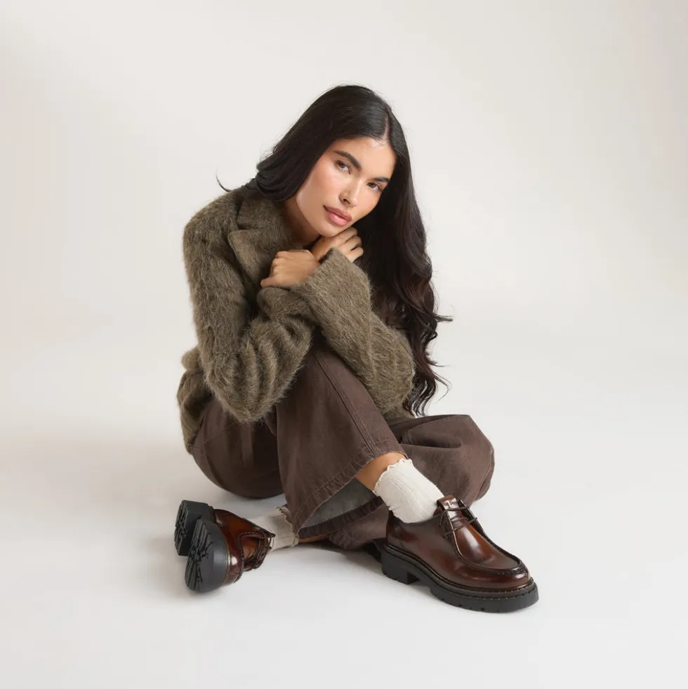 Etta Lace-Up Chunky Loafers - Tan