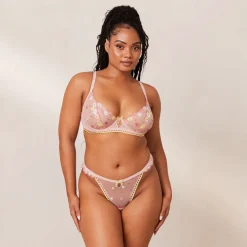 Fleur Balcony Bra & Thong Set - Pink