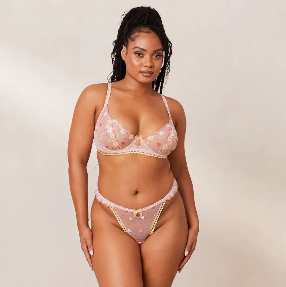 Fleur Balcony Bra & Thong Set - Pink