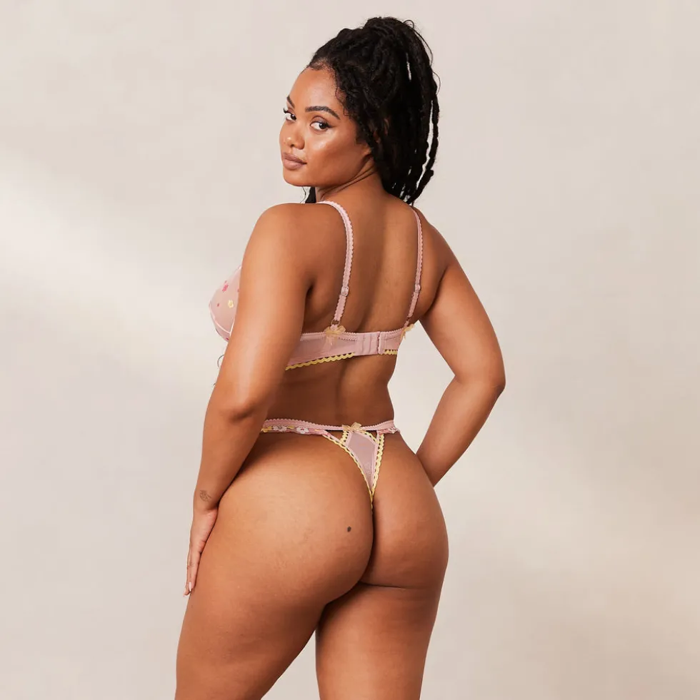Fleur Balcony Bra & Thong Set - Pink