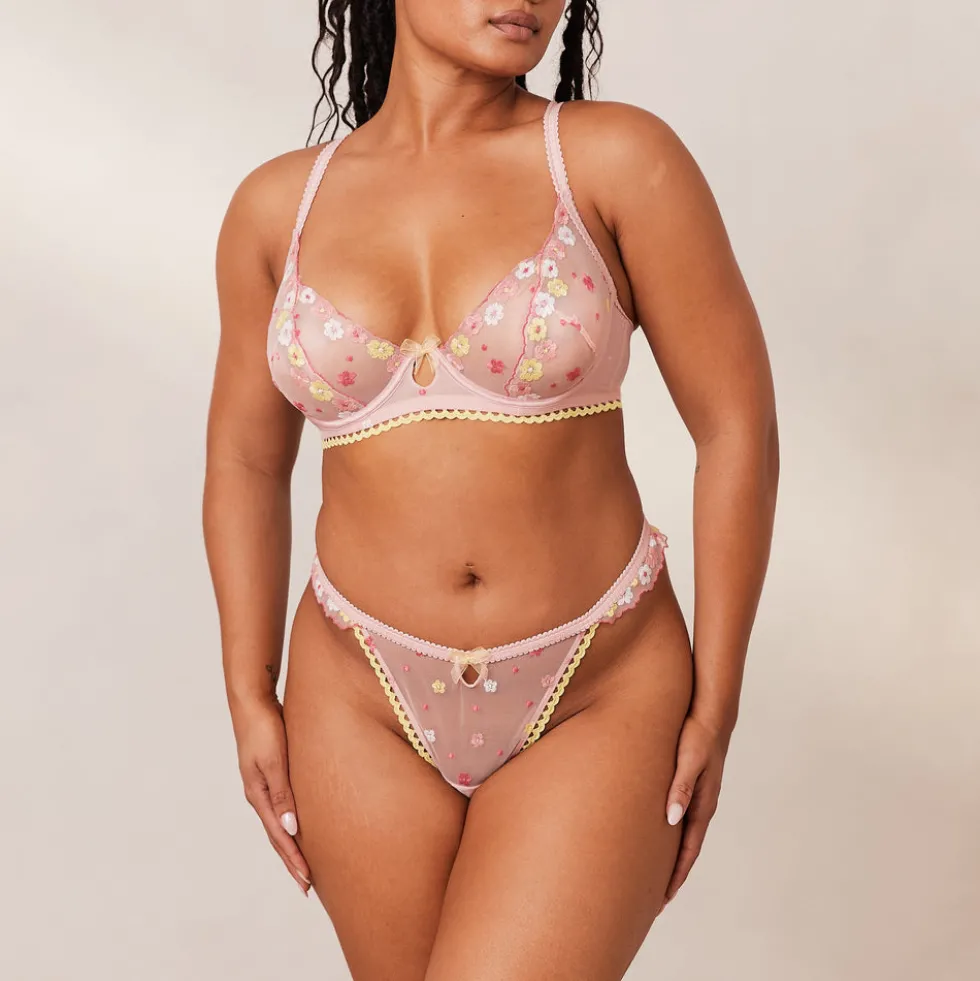 Fleur Balcony Bra & Thong Set - Pink