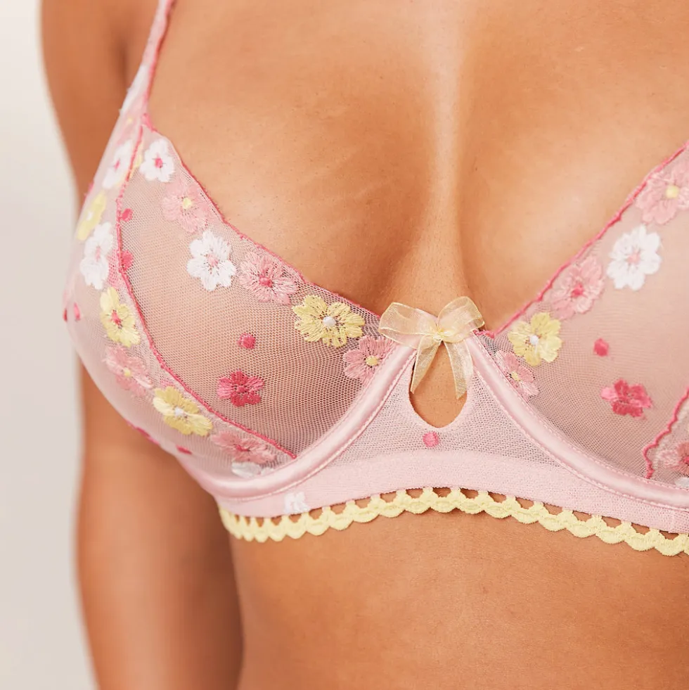 Fleur Balcony Bra & Thong Set - Pink