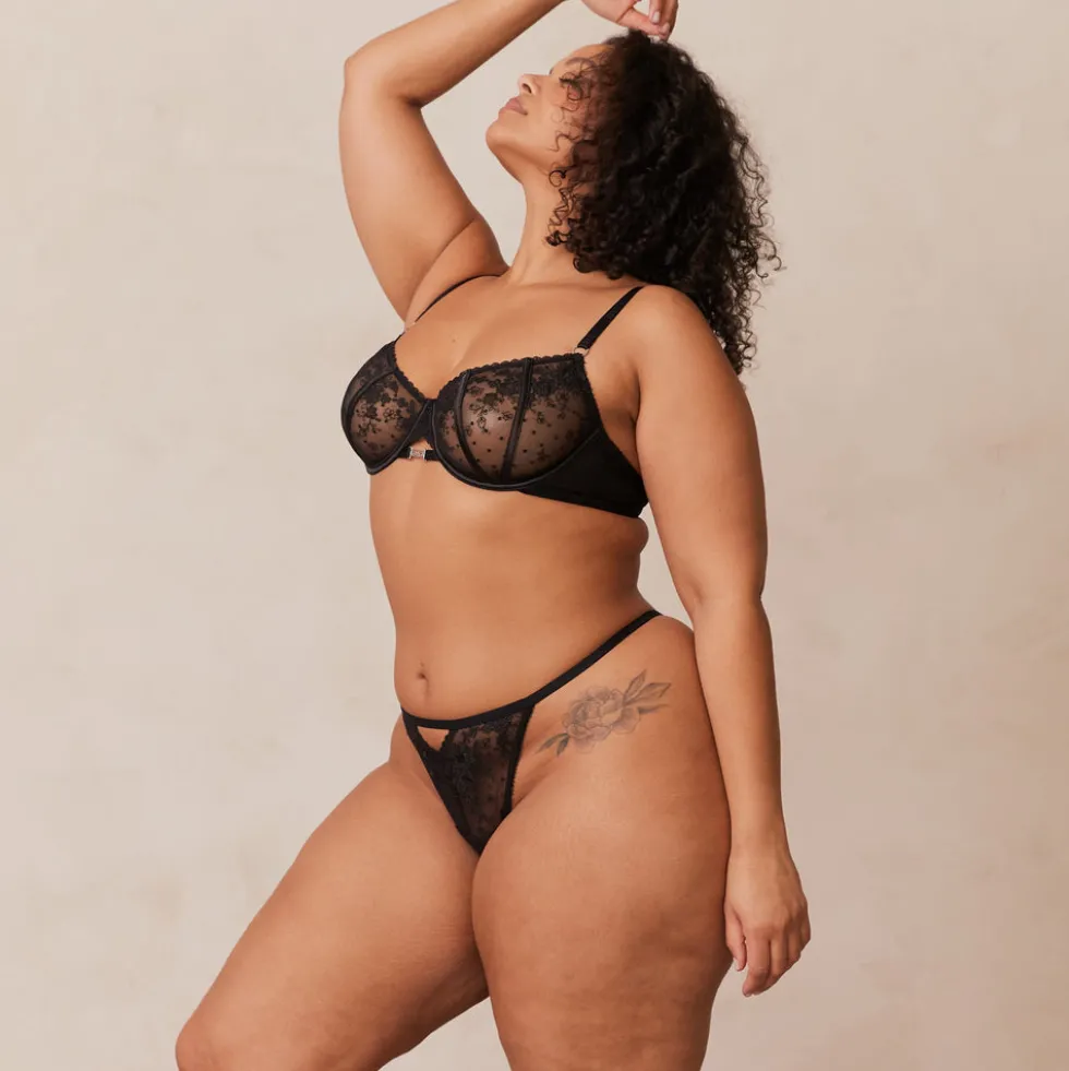 Flirt Balcony Bra & G-string/Briefs Set - Black