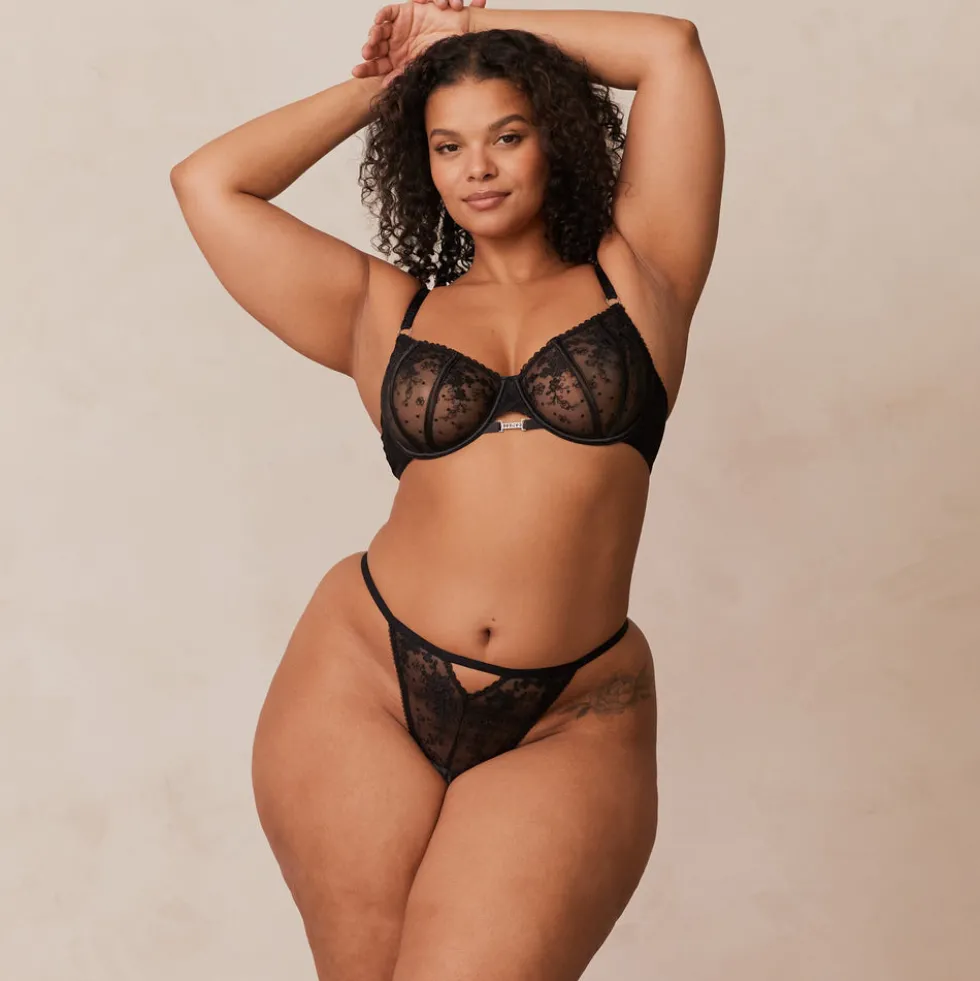 Flirt Balcony Bra & G-string/Briefs Set - Black