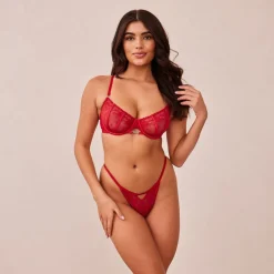 Flirt Balcony Bra & G-string/Briefs Set - Maroon