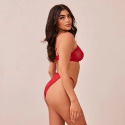 Flirt Balcony Bra & G-string/Briefs Set - Maroon