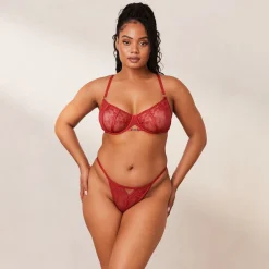 Flirt Balcony Bra & G-string/Briefs Set - Maroon