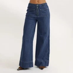 High-Waisted Wide-Leg Jeans - Blue