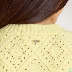 Knitted Pointelle Cardigan - Yellow