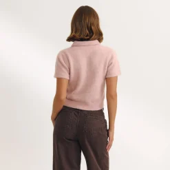 Knitted Polo Top - Pink