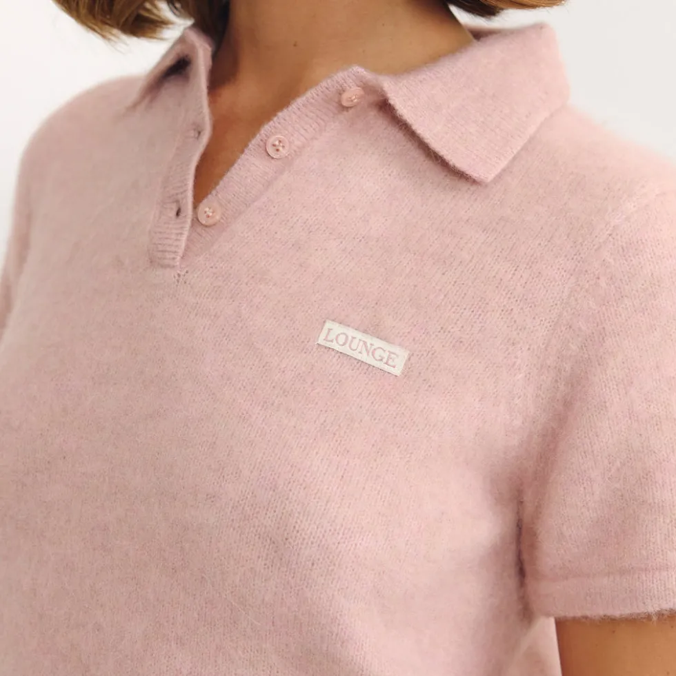 Knitted Polo Top - Pink
