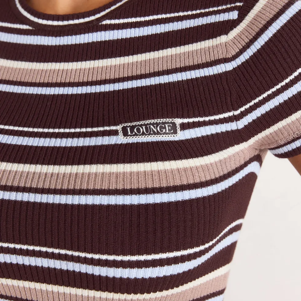 Knitted T-Shirt - Brown Stripe