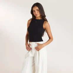 Knitted Vest Top - Black