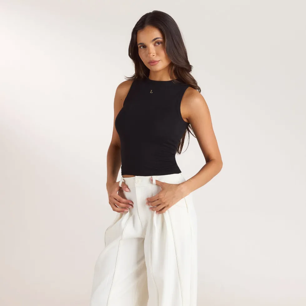 Knitted Vest Top - Black
