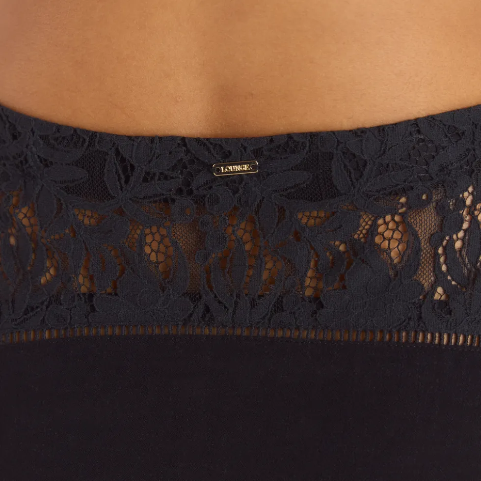 Lace Insert Maxi Skirt - Black