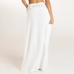 Lace Insert Maxi Skirt - Cream