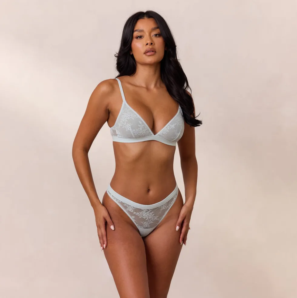 Lace Triangle Bralette - Blue