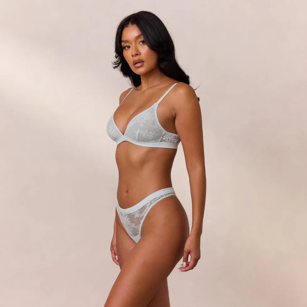 Lace Triangle Bralette - Blue