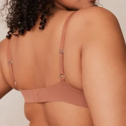 Light Non-wire Plunge T-shirt Bra & Thong/Briefs Set - Mocha