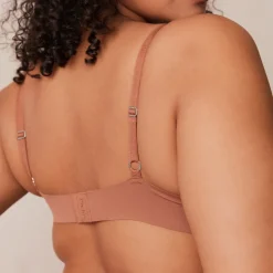 Light Non-wire Plunge T-shirt Bra & Thong/Briefs Set - Mocha
