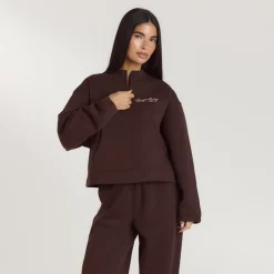 Lounge Living Quarter-Zip Jumper - Chocolate