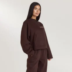 Lounge Living Quarter-Zip Jumper - Chocolate