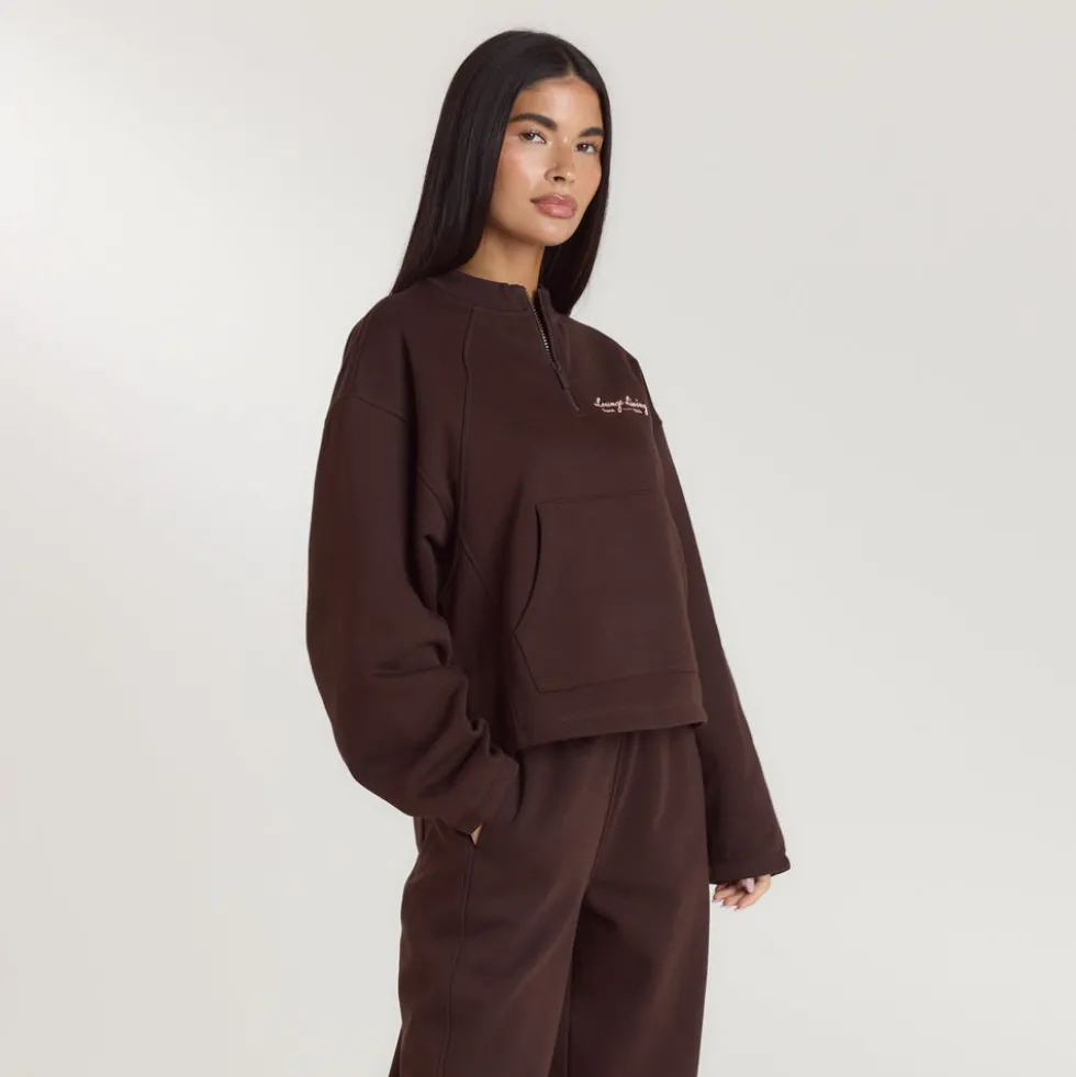 Lounge Living Quarter-Zip Jumper - Chocolate