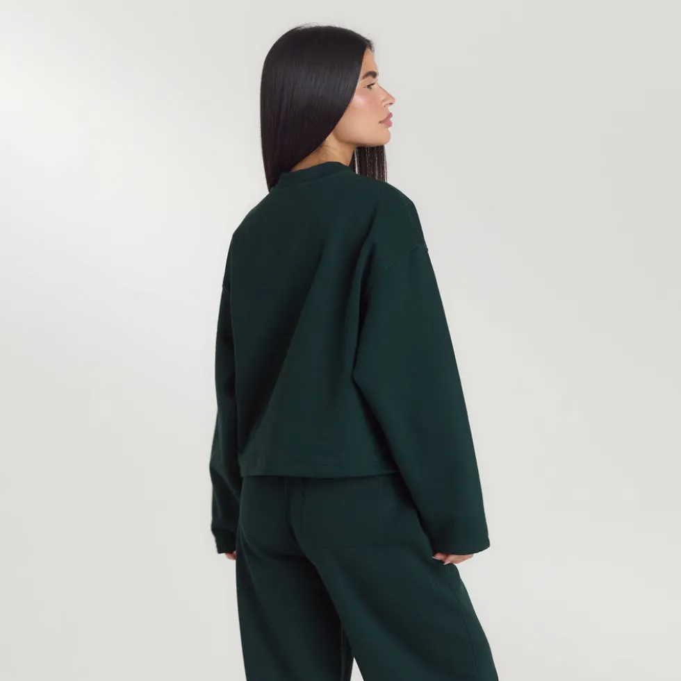 Lounge Living Quarter-Zip Jumper - Forest Green