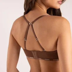 Luxury Strapless T-shirt Bra & Thong Set - Chestnut