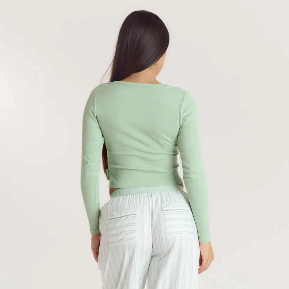 Mistletoe Henley Pajama Top - Sage