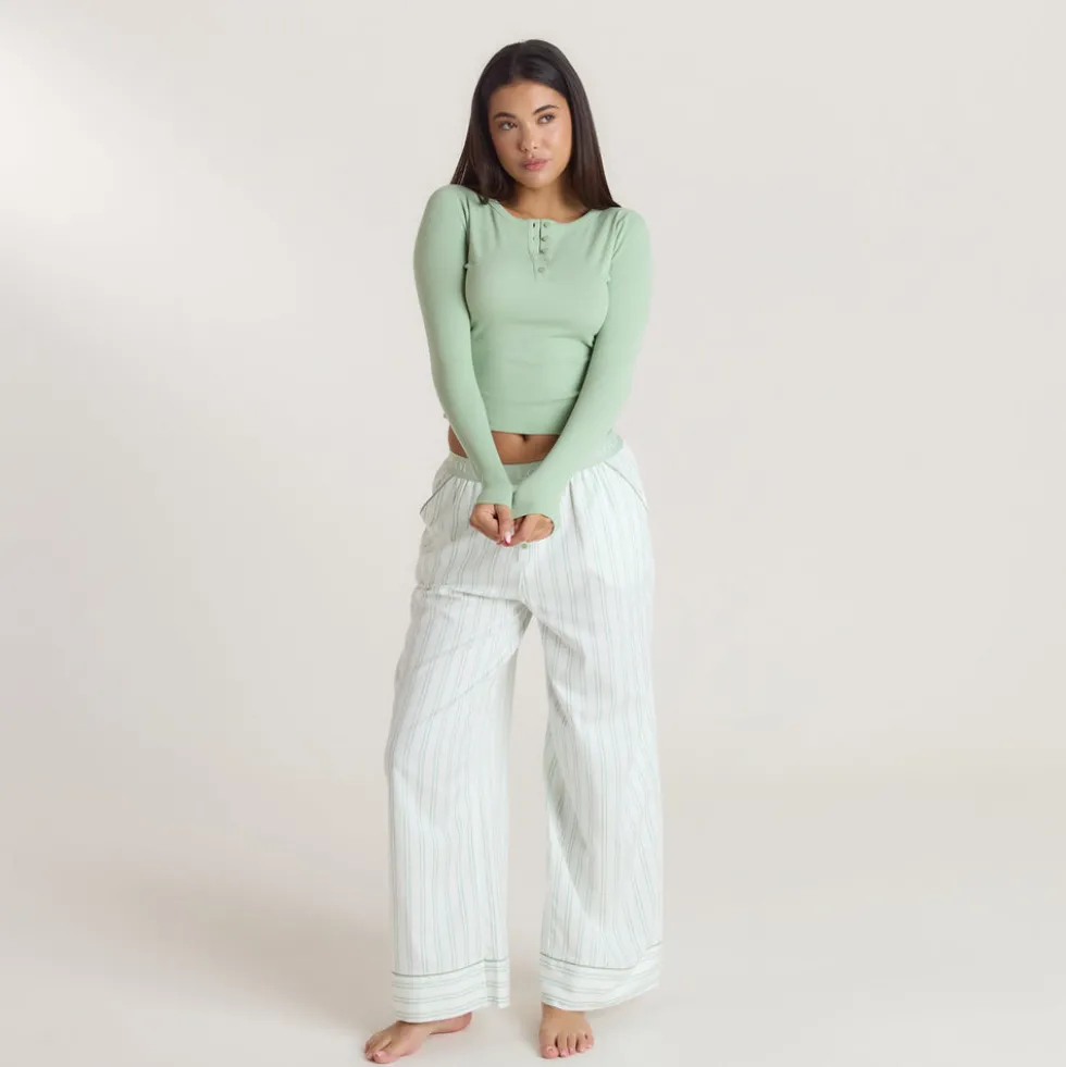 Mistletoe Henley Pajama Top - Sage