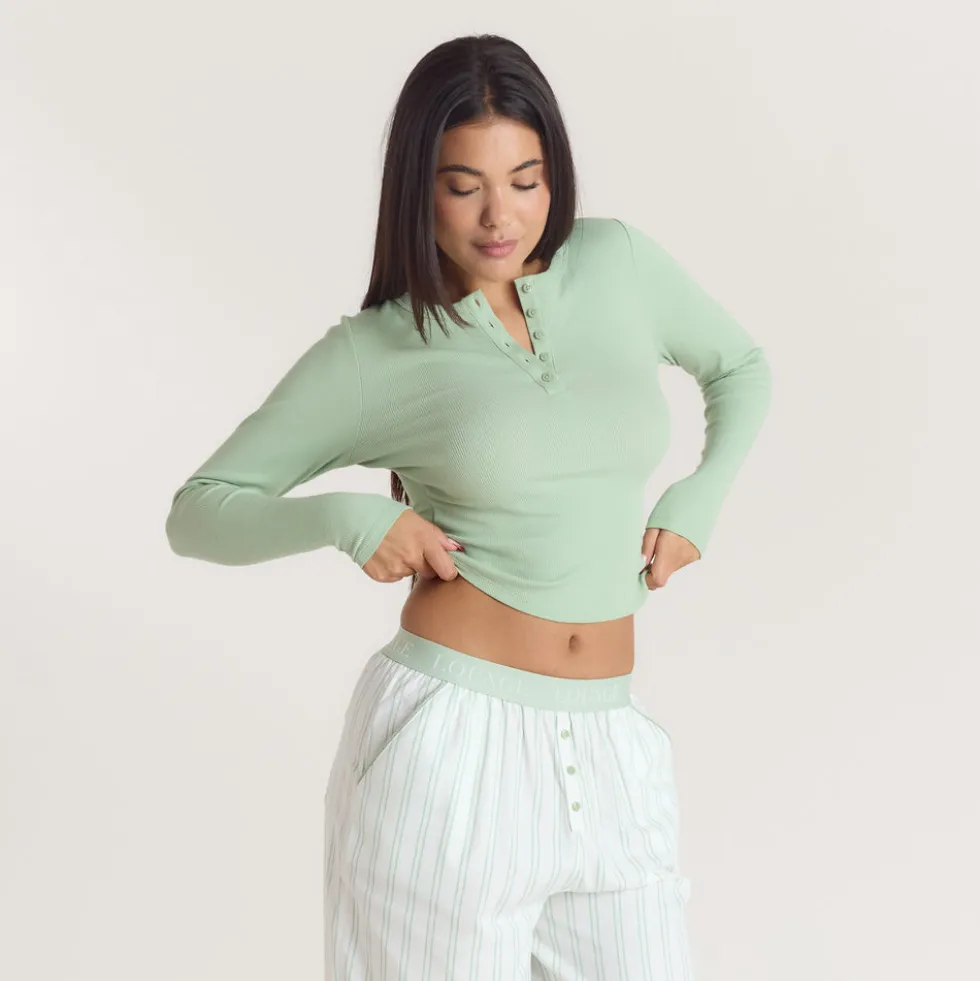 Mistletoe Henley Pajama Top - Sage