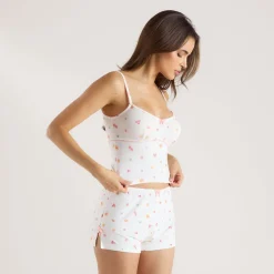 Modal Cami Pajama Top - White Fruits