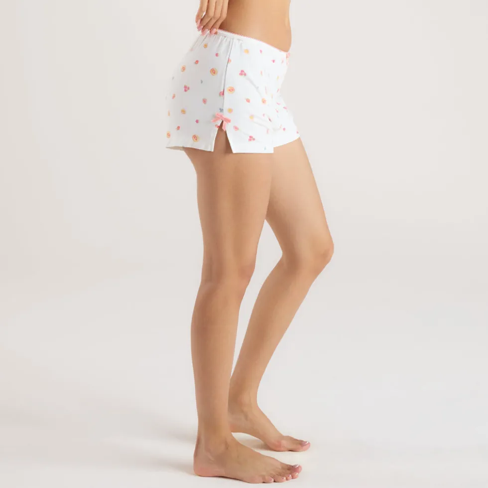 Modal Pajama Shorts - White Fruits