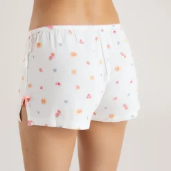 Modal Pajama Shorts - White Fruits