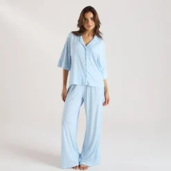 Modal Short Sleeve Pajama Shirt - Blue Floral