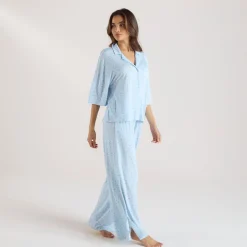 Modal Short Sleeve Pajama Shirt - Blue Floral