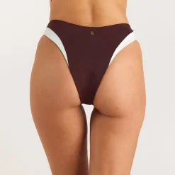 Monaco High-Leg Brazilian Bikini Briefs - Chocolate