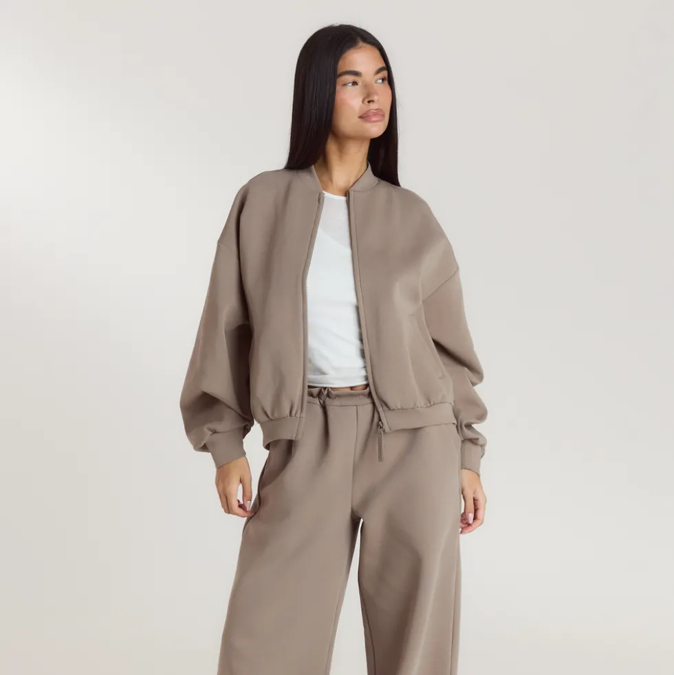 Neoprene Bomber Jacket - Taupe