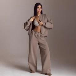 Neoprene Bomber Jacket - Taupe