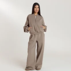 Neoprene Bomber Jacket - Taupe