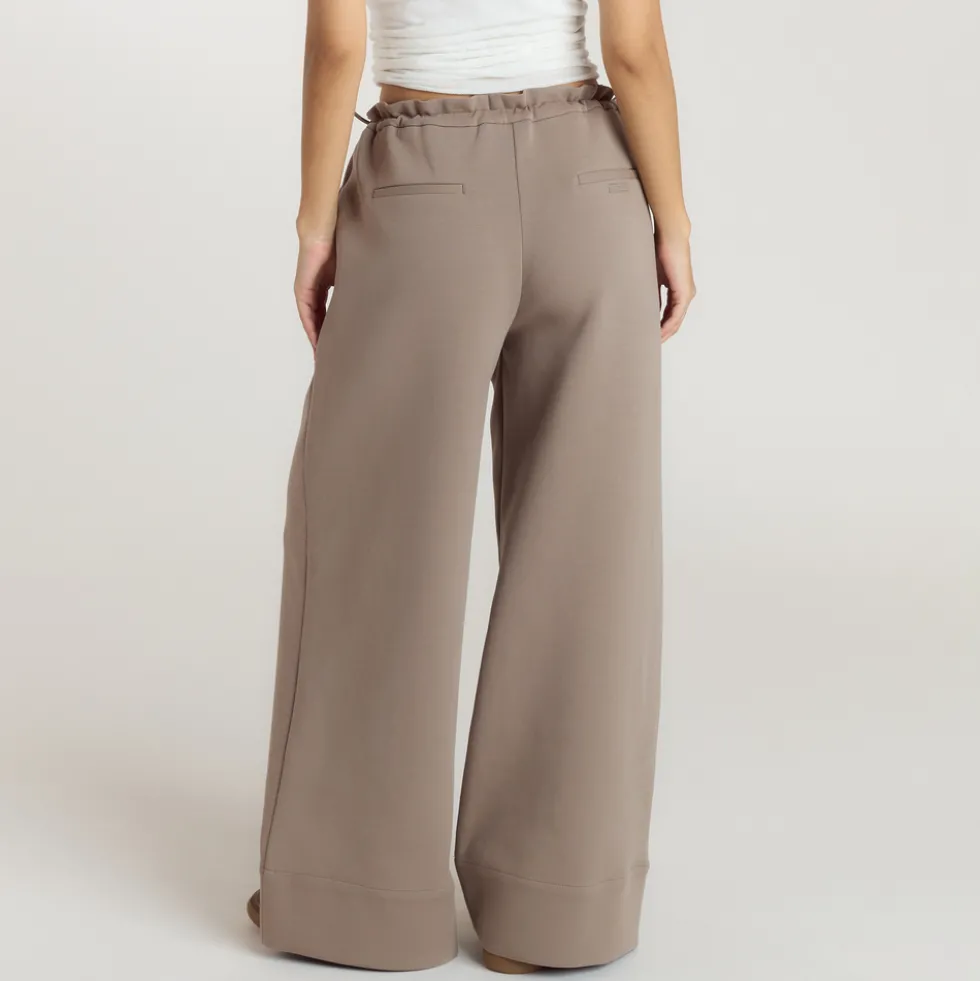 Neoprene Wide-Leg Joggers - Taupe
