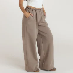 Neoprene Wide-Leg Joggers - Taupe