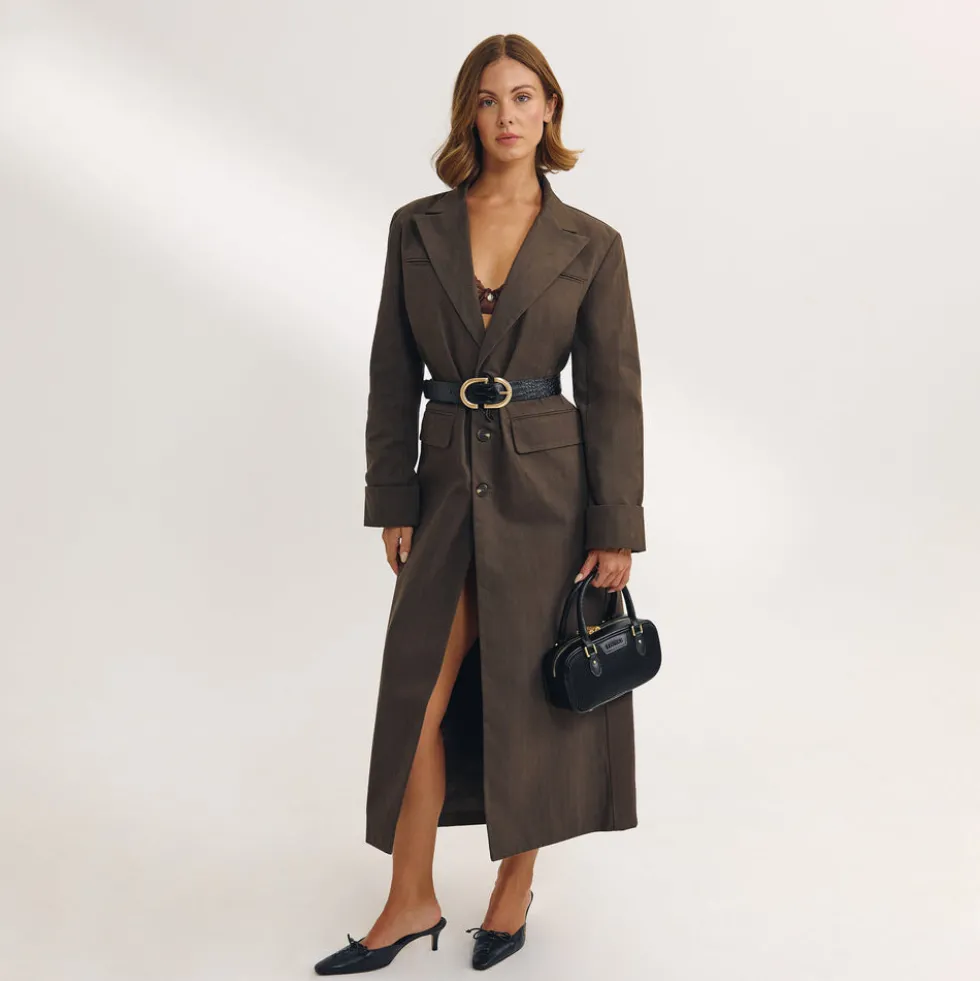 Oversized Longline Blazer - Dark Brown
