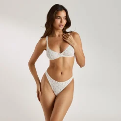 Pointelle Bralette - Ivory Floral Print